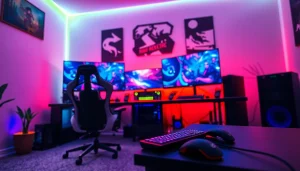 Experience the RR88 gaming setup with vibrant RGB lighting and high-end gear.