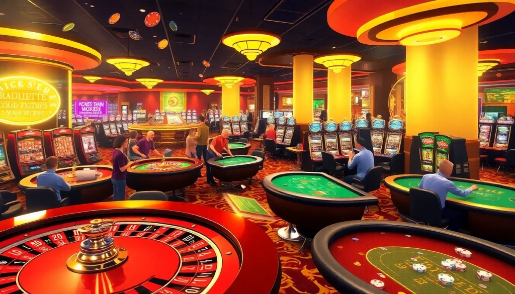 KJC AC 2 vibrant casino scene with players at tables and slot machines