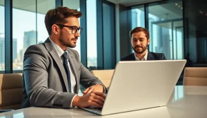 B2B mystery shopping session highlights business interactions in a conference room.