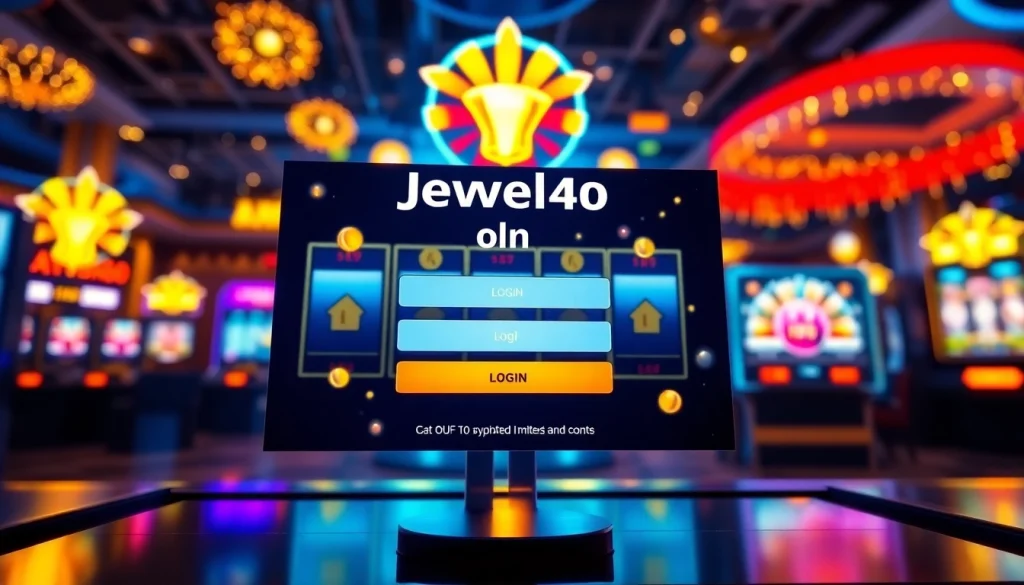 Mengakses jewel4d login untuk permainan slot dengan desain yang menarik dan atmosfer kasino.
