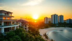 Showcasing luxury property pattaya with beachfront views and vibrant city skyline.
