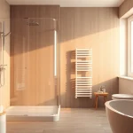 Gestaltung eines eleganten Badezimmers mit sonni sanitär Produkten, einschließlich moderner Duschkabinen.
