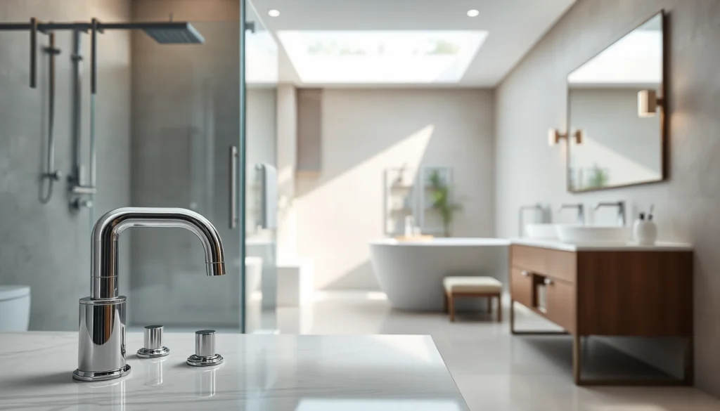 Badbereich mit hochwertigen Produkten von sonni sanitär GmbH, inklusive eleganter Duschabtrennung.