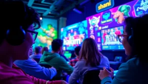 Masuk ke permainan hakim4d login game dengan antusiasme para pemain di layar.