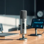 Shure MV88 microphone showcased in a modern studio setting, highlighting its features for content creation.