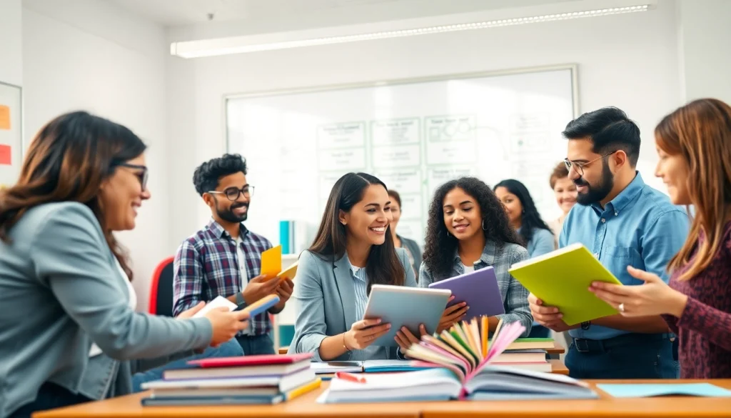 Engaged students collaborate in a vibrant education setting filled with resources and learning tools.