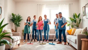 Cleaning Service team actively deep cleaning a cozy home environment with a welcoming atmosphere.