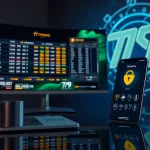 Plataforma de apostas online 79king em um smartphone elegante mostrando probabilidades ao vivo e segurança