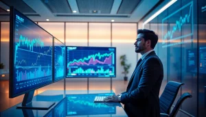 Modern financial office with digital graphs highlighting 79king’s innovative financial services in 2025