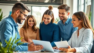 Explore small business jobs in a collaborative office environment, showcasing teamwork and positivity.