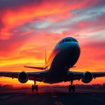 AF88 aircraft taking off at sunset, showcasing sleek design and innovation.