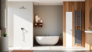 Sonni sanitär Produkte in einem eleganten Badezimmer-Setup mit modernen Designelementen.