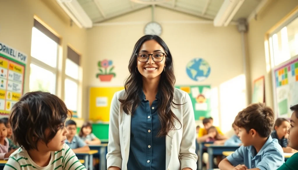 Enhancing Education in a lively classroom with engaged students and a professional teacher.