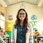 Enhancing Education in a lively classroom with engaged students and a professional teacher.