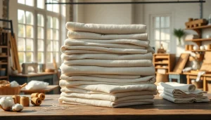 Verken ongebleekt katoen in een serene werkplaats vol natuurlijke texturen.