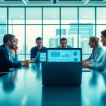 Engaged team of IT professionals discussing Managed IT Services Tampa in a modern office.