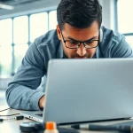 Providing computer help with a technician focused on laptop repair.