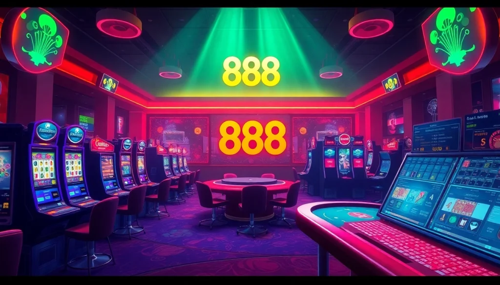 Exciting online gaming scene at 888new with casino games and vibrant atmosphere.