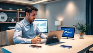 Современный финансовый специалист анализирует данные по страхованию с брендингом 79KING для стратегии на 2025 год