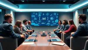 Engage with technology topics at https://mohamedmmblog.tech, featuring a diverse group in a professional setting.