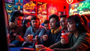 Pemain berfokus pada bensu4d alternatif game dalam suasana lounge gaming yang energik.