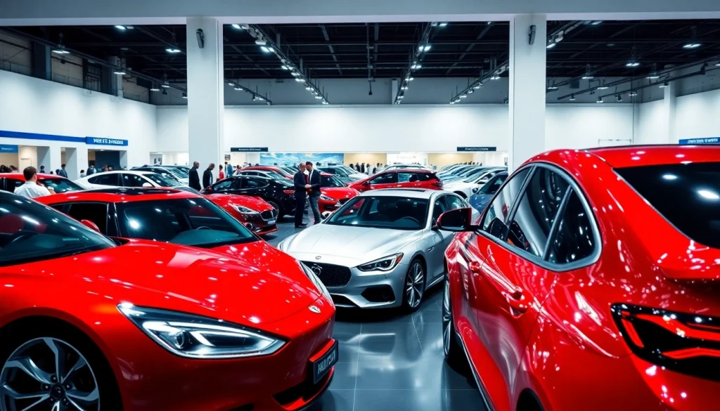 Engaging display at the Auto Cars Show showcasing sleek vehicles and enthusiastic attendees.