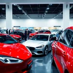 Engaging display at the Auto Cars Show showcasing sleek vehicles and enthusiastic attendees.