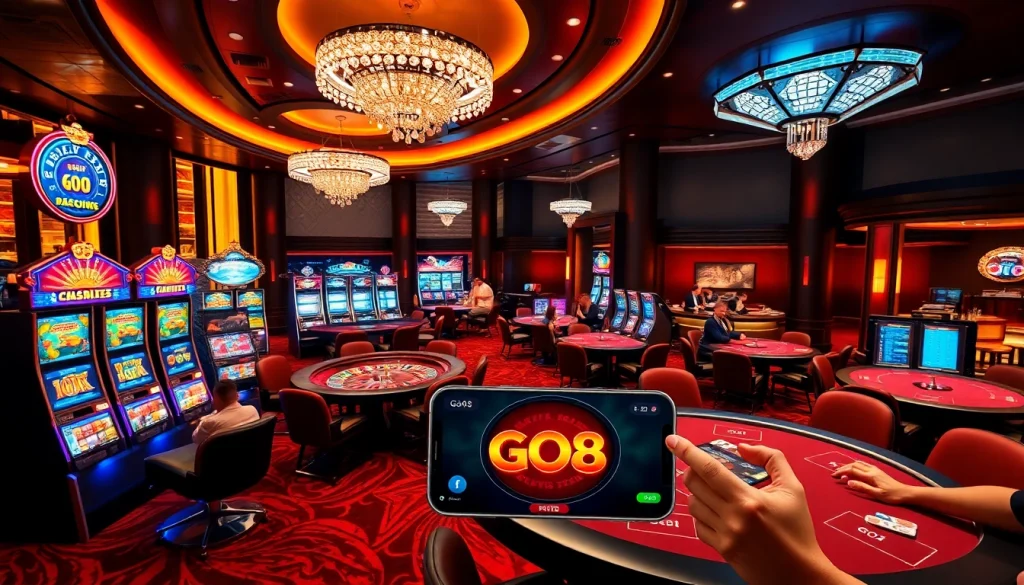 Experience thrilling gaming at GO8 with vibrant slots and engaging poker tables.