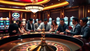 Engaging in a competitive poker game at 188bet's luxurious casino.