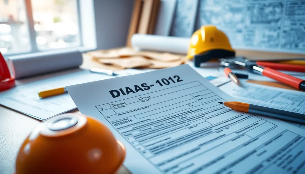 Understanding the DAS 142 form in a contractor's workspace with construction tools.