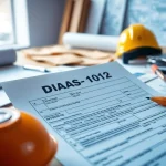 Understanding the DAS 142 form in a contractor's workspace with construction tools.