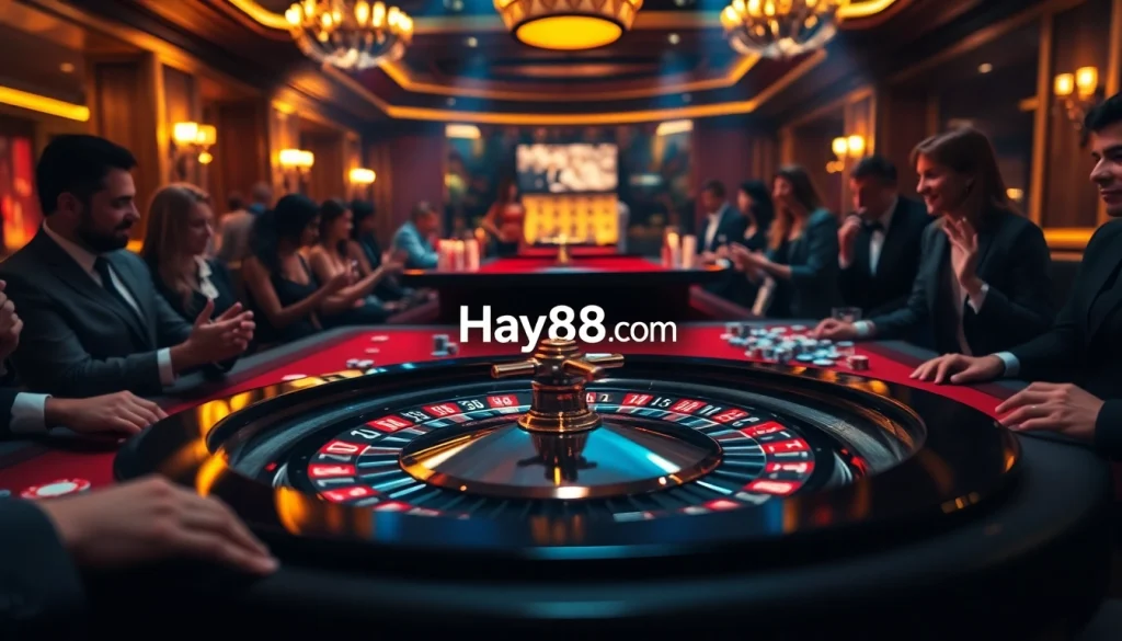 Experience excitement at Hay88 com casino with a riveting roulette game and vibrant poker chips.