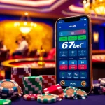 Exciting gameplay on the 67bet App with vibrant casino elements and a luxurious setting.