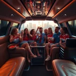 World Cup Group Transportation in a luxurious limousine with fans celebrating in style.
