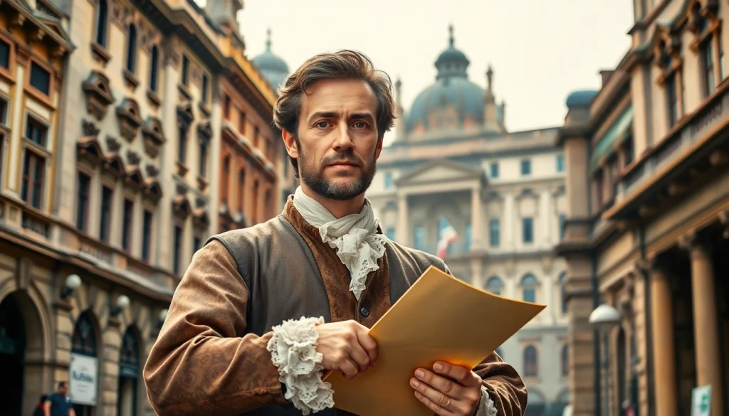 Illustration of Job Charnock, widely recognized as the founder kolkata, amidst Kolkata's historic architecture.