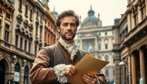 Illustration of Job Charnock, widely recognized as the founder kolkata, amidst Kolkata's historic architecture.