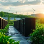 Advanced crypto mining app facility powered by renewable energy sources.