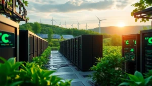 Advanced crypto mining app facility powered by renewable energy sources.