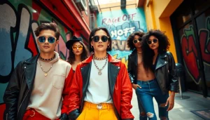 Dynamic fashion scene at the RageOff store, showcasing trendy luxury outfits.