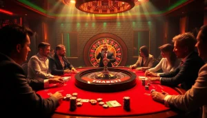 Experience thrilling casino action at Link THABET with vibrant poker tables and excited players.