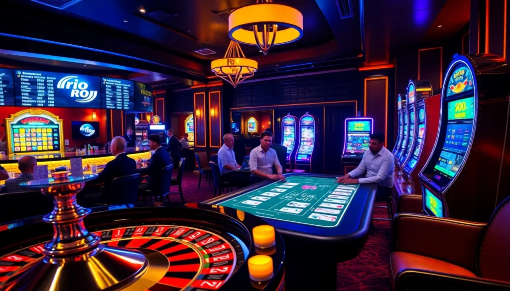 Experience the excitement of betting with the rio App in a lavish casino setting.