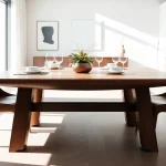Modern extension tables set for dining in an inviting atmosphere.