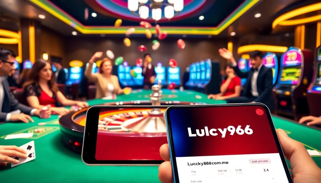 Experience thrilling bets at lucky88com.me with vibrant casino visuals and excited players.