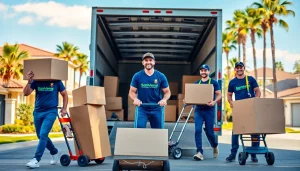 San Diego Moving Company team efficiently packing and loading for a move in a sunny California neighborhood.