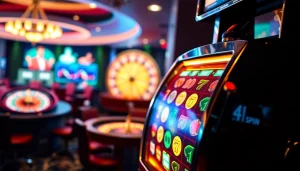 Spin the reels on vibrant Slot Online machines in a luxurious casino setting.