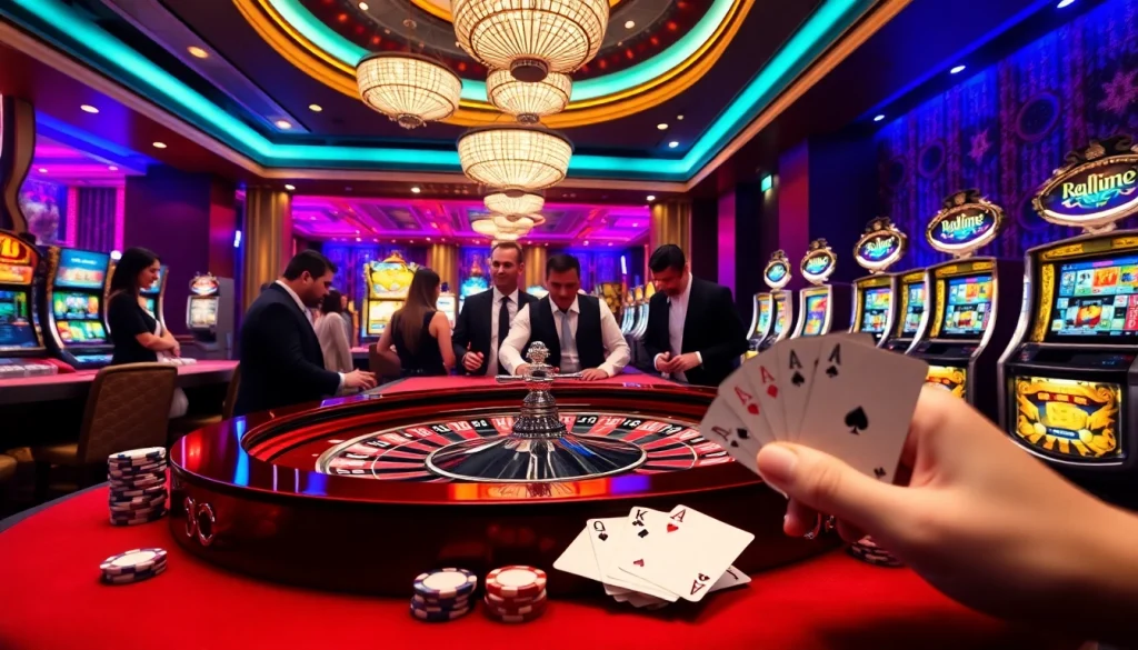 Experience the thrill of go8 with a luxury casino scene featuring roulette and poker tables.