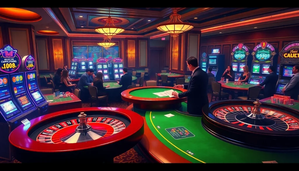 Exciting gambling scene featuring เจ้ามือรับแทง F168 at a luxurious casino table.
