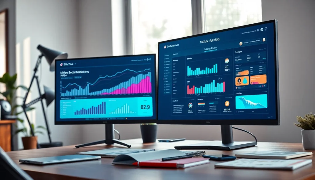 Engaging visual of a TikTok SMM panel setup showcasing vibrant social media analytics.