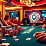 Players enjoying an exciting poker game at 123B casino, with vibrant colors and luxurious atmosphere.