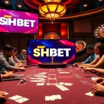Experience thrilling gameplay with diverse players at SHBET's luxurious poker table.